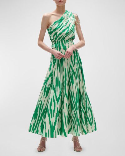 Figue Hayden Ikat-print Maxi Skirt - Green