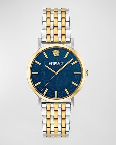 Versace Greca Slim Two-Tone Bracelet Watch, 40Mm - Blue