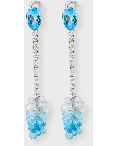 Staurino 18k Spaghetti Earrings With Blue Topaz And Diamonds