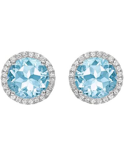 Kiki McDonough Grace 18k White Gold Blue Topaz Stud Earrings With Diamonds