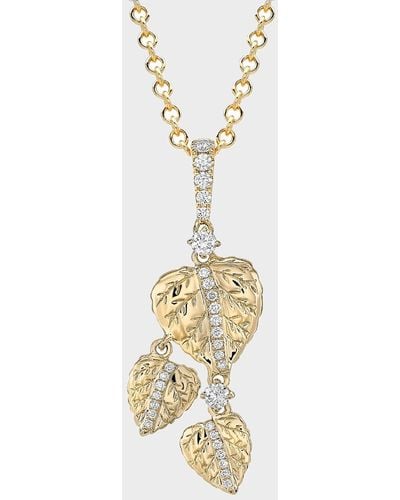 Kiki McDonough Lauren 18k Gold Three-leaf Diamond Pendant Necklace - Metallic