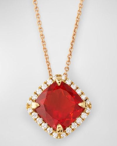 Lisa Nik 18K Rose Fire Opal & Diamond Necklace - White