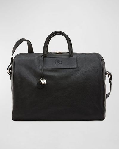 Il Bisonte Leather Travel Duffle Bag - Black