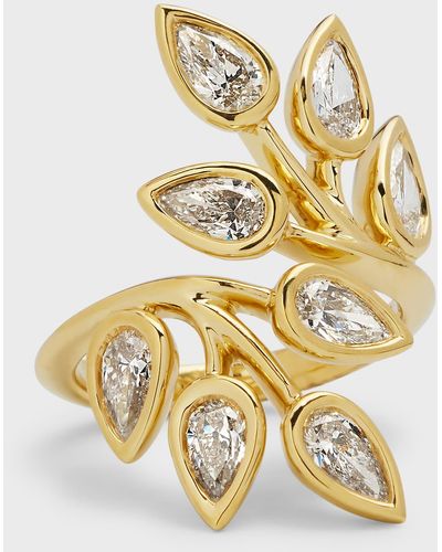 Rahaminov Diamonds 18k Yellow Gold Pear-shaped Diamond Branch Ring, Size 6.5 - Metallic