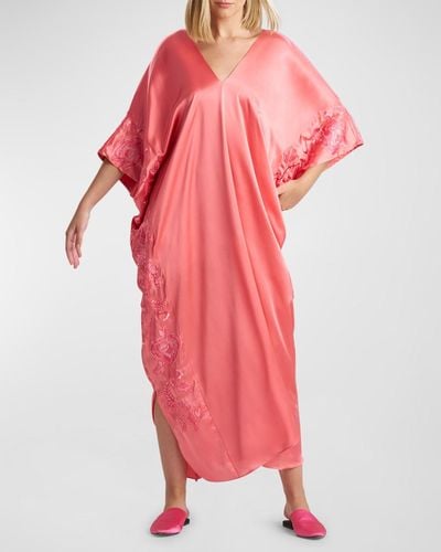 Natori Malaga Embroidered Caftan Dress - Pink