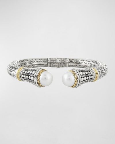 Konstantino Silver & 18k Gold Pearl-tip Hinge Bracelet - White