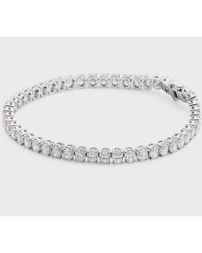 Neiman Marcus 18k White Gold Oval Diamond Tennis Bracelet, 7"l - Multicolor