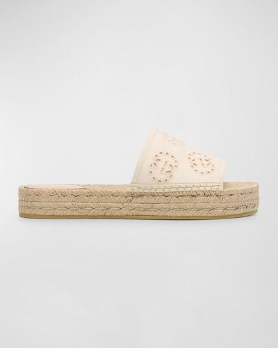 Gucci Damita Gg Eyelet Espadrille Sandals - Natural