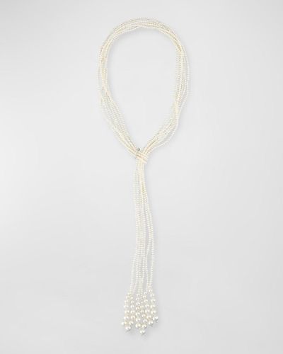 Utopia 18k White Gold Necklace With Diamonds And Freshwater Pearls