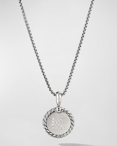 David Yurman Cable Collectibles Initial Pendant With Diamonds - White