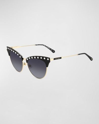 Kate Spade Alvigs Pearly Mixed-Media Cat-Eye Sunglasses - Metallic