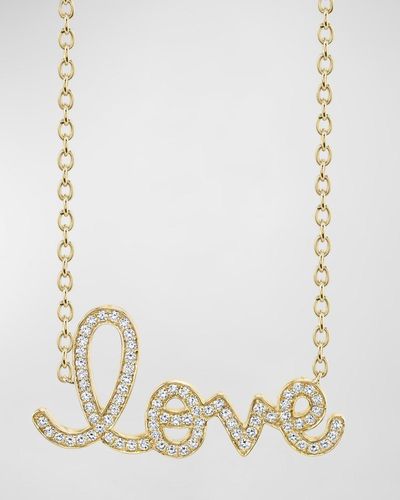 Sydney Evan Xl Diamond Love Necklace In 14k Yellow Gold - White
