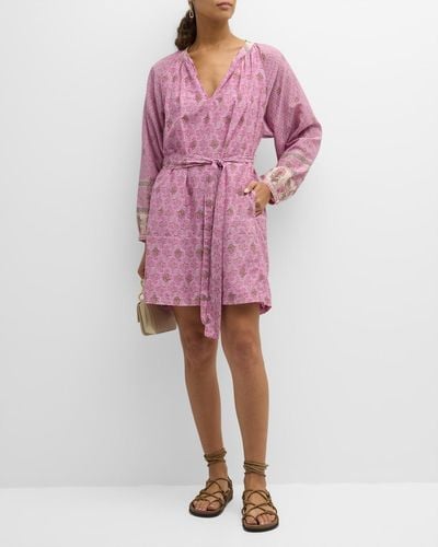 Xirena Hart Floral-Print Raglan-Sleeve Mini Dress - Pink