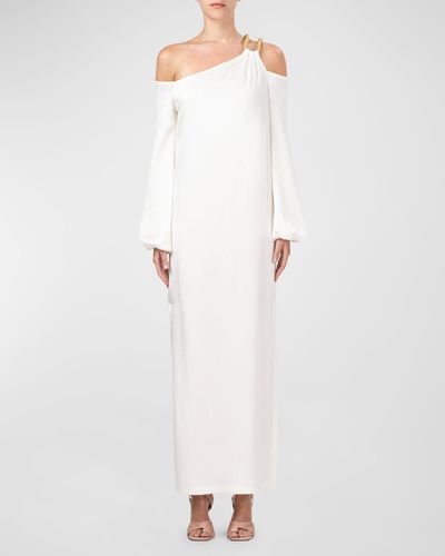 Silvia Tcherassi Ada One-Shoulder Maxi Dress With Rope Detail - White