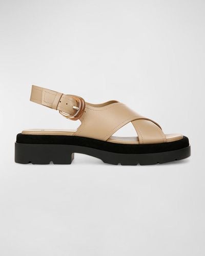 Vince Helena Leather Crisscross Slingback Sandals - Natural