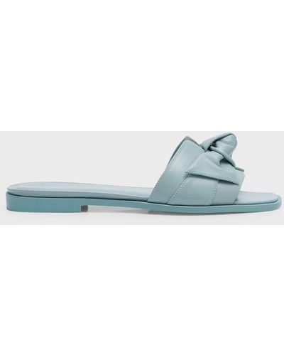 Alexandre Birman Maxi Clarita Leather Knot Flat Sandals - Blue
