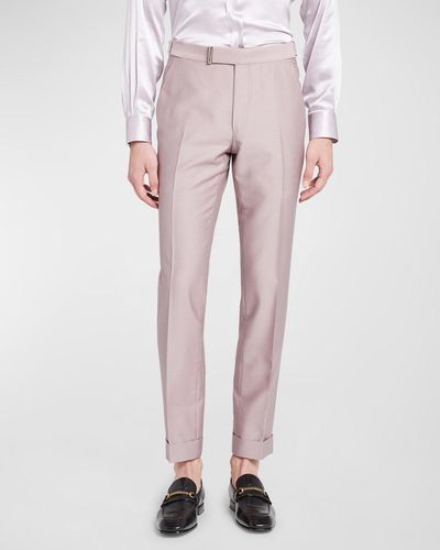 Tom Ford Yarn-Dyed Mikado Atticus Pants - Pink