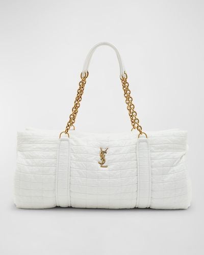 Saint Laurent Gloria Ysl Quilted Wool Duffel Bag - White