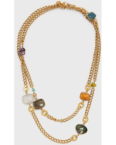 Gas Bijoux Silene Long Gemstone Chain Necklace, 42"L - Metallic