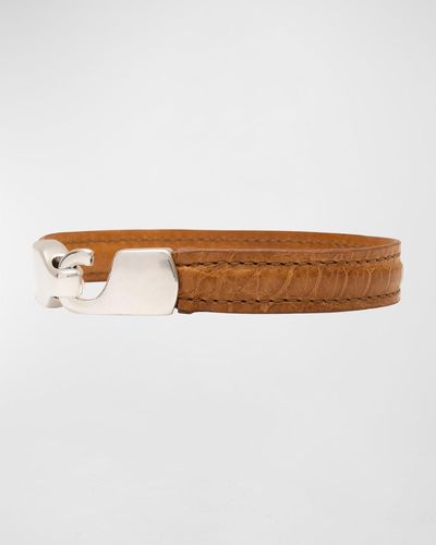 Abas Matte Alligator Leather Bracelet - White