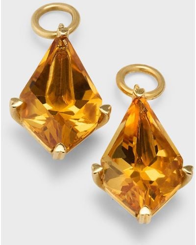Lisa Nik 18k Yellow Gold Kite-shaped Citrine Drop Earrings - Metallic