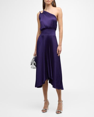 A.L.C. Ruby Pleated One-shoulder Dress - Blue