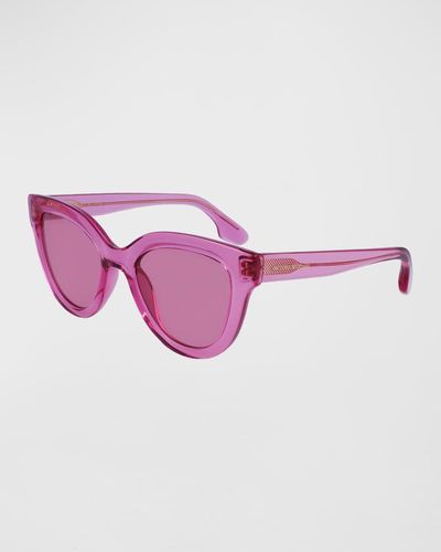 Victoria Beckham Monochrome Acetate Cat-Eye Sunglasses - Pink