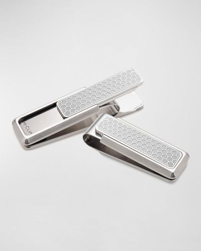 M-clip Honeycomb Etched Stainless Steel Money Clip - Metallic