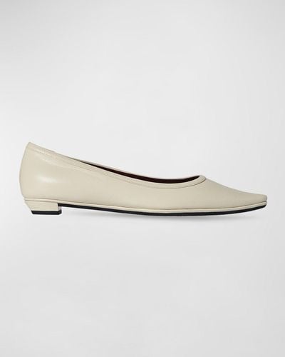 The Row Claudette Leather Ballerina Flats - White