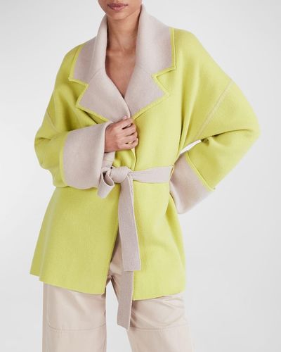 10 Crosby Derek Lam Kirsten Reversible Colorblock Wrap Sweater Coat - Yellow