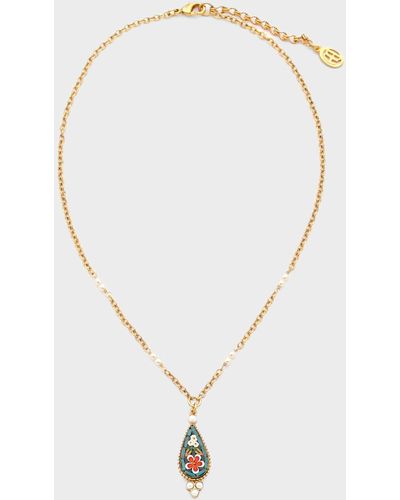 Ben-Amun 24K-Plated Mosaic Pendant Chain Necklace - White