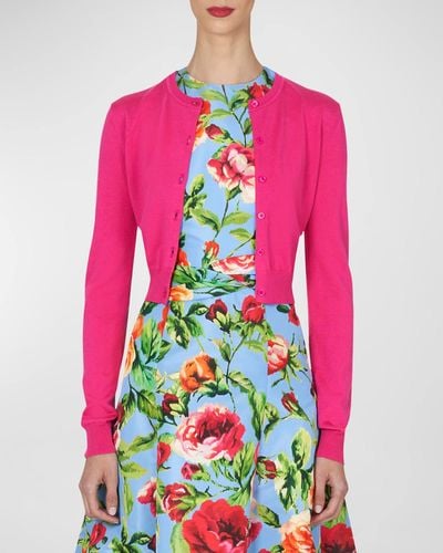 Carolina Herrera Knit Button-Front Cardigan - Pink