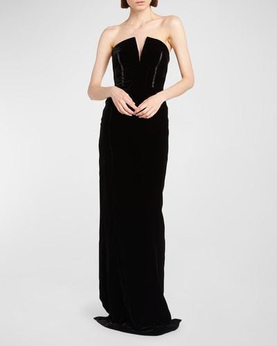 Tom Ford Strapless Velvet Column Gown - Black