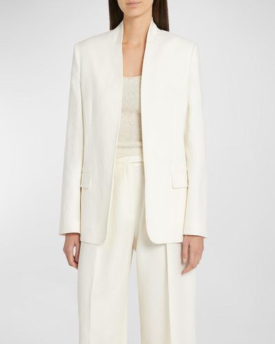 The Row Harvy Open-Front Linen Jacket - White