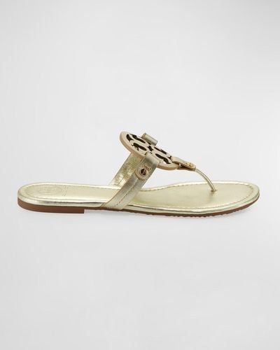 Tory Burch Miller Leather Logo Sandals - White