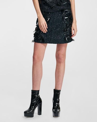 Essentiel Antwerp Eclipse Floral Sequin Jacquard Mini Skirt - Black