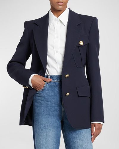Alexander McQueen Single-breasted Blazer Jacket - Blue