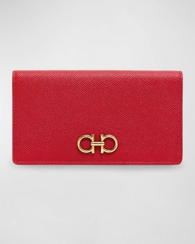 Ferragamo Gemini Bifold Leather Wallet - Red