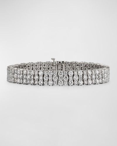 Neiman Marcus 18K Diamond 3 Row Line Bracelet - Gray