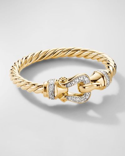 David Yurman Petite Buckle Ring With Diamonds - Metallic