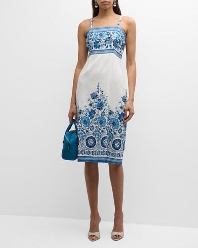 Tahari The Annalise Floral-Print Dress - Blue