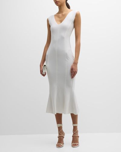 Norma Kamali Grace Sleeveless Midcalf Fishtail Dress - White