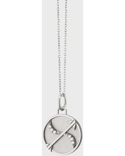 Monica Rich Kosann Sterling Sagittarius Zodiac Charm Necklace With Sapphires - White