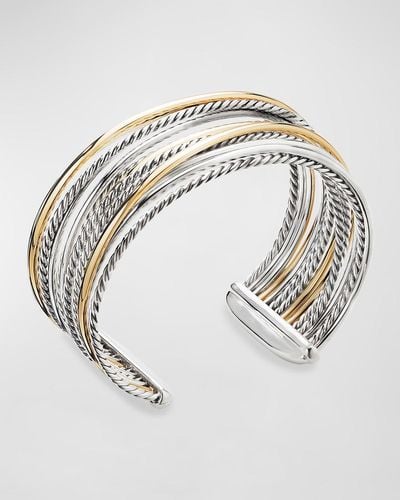 David Yurman Dy Crossover Cuff Bracelet W/ 18k Gold - White