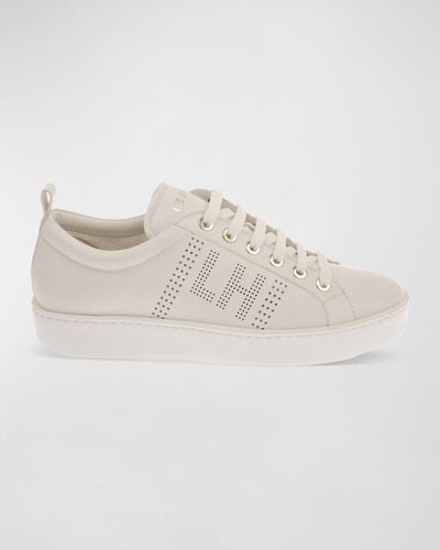 Les Hommes Lh-Logo Leather Low-Top Sneakers - Natural
