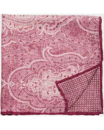 Brunello Cucinelli Large Paisley-Print Silk Pocket Square - Pink