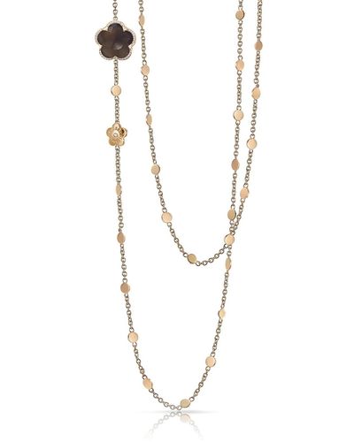 Pasquale Bruni 18k Rose Gold Smoky Quartz Flower Necklace With Diamonds, 40"l - Metallic