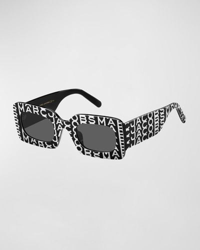 Marc Jacobs Graphic Logo Acetate Rectangle Sunglasses - Metallic