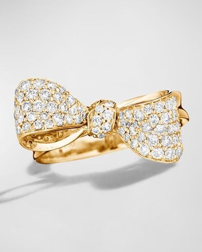 Mimi So 18K Petite Diamond Knot Top Bow Ring, Size 6 - Metallic