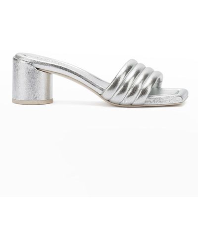MERCEDES CASTILLO Lucilla Metallic Grid Slide Sandals - White